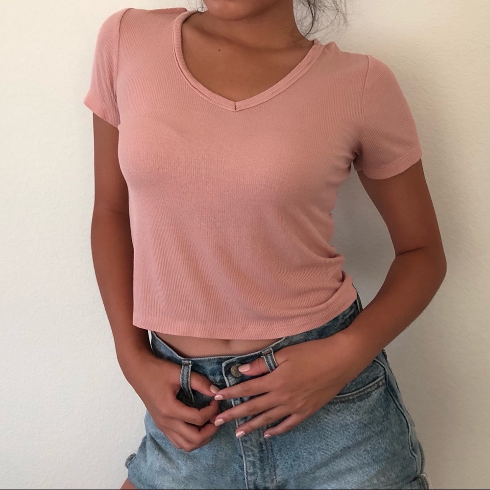 ribbed light pink top - Picture 2 of 4
